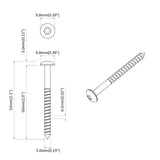 Vite in Legno 2 pcs Argento 9,8 x 53 mm Acciaio