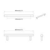 Maniglia per Armadio 2 pcs Argento 800 mm Acciaio inossidabile