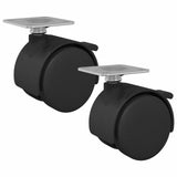 Ruota 2 pcs Nero 39,5 x 39,5 x 37,8 mm Acciaio e polipropilene