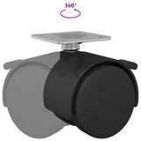 Ruota 2 pcs Nero 39,5 x 39,5 x 37,8 mm Acciaio e polipropilene