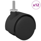 Ruote 12 pcs Nero 40,1 x 37,8 mm PP e Ferro