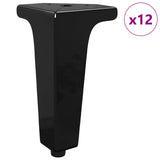 Piedini per mobili 12 pcs Nero 54,1 x 54,1 x 100 mm Ferro