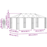 Struttura Gazebo 6 x 3 m Nero Acciaio