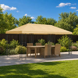 Gazebo con pareti laterali 6 x 3 m Crema Poliestere e Acciaio