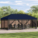 Gazebo con pareti laterali 6 x 3 m Blu Poliestere e Acciaio 190