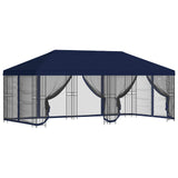 Gazebo con pareti laterali 6 x 3 m Blu Poliestere e Acciaio 190