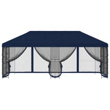 Gazebo con pareti laterali 6 x 3 m Blu Poliestere e Acciaio 190