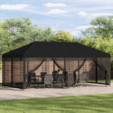 Gazebo con pareti laterali 6 x 3 m Nero Poliestere e Acciaio
