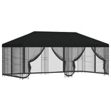 Gazebo con pareti laterali 6 x 3 m Nero Poliestere e Acciaio