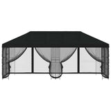 Gazebo con pareti laterali 6 x 3 m Nero Poliestere e Acciaio