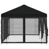 Gazebo con pareti laterali 6 x 3 m Nero Poliestere e Acciaio