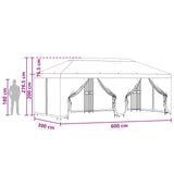 Gazebo con pareti laterali 6 x 3 m Nero Poliestere e Acciaio