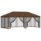 Gazebo con pareti laterali 6 x 3 m Marrone Poliestere e Acciaio