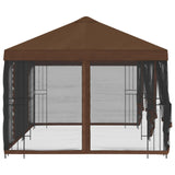 Gazebo con pareti laterali 6 x 3 m Marrone Poliestere e Acciaio