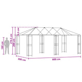 Struttura Gazebo 6 x 3 m Nero Acciaio