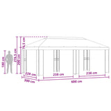 Gazebo da giardino 6 x 3 m Crema Poliestere e Acciaio 190