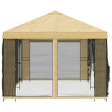 Gazebo con pareti laterali 6 x 3 m Crema Poliestere e Acciaio