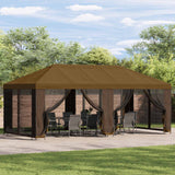 Gazebo con pareti laterali 6 x 3 m Tortora Poliestere e Acciaio