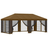 Gazebo con pareti laterali 6 x 3 m Tortora Poliestere e Acciaio