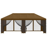 Gazebo con pareti laterali 6 x 3 m Tortora Poliestere e Acciaio