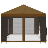 Gazebo con pareti laterali 6 x 3 m Tortora Poliestere e Acciaio