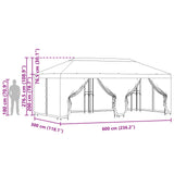 Gazebo con pareti laterali 6 x 3 m Tortora Poliestere e Acciaio