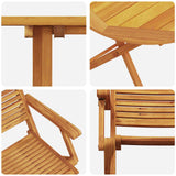Set Bistro Pieghevole 3 pcs Marrone Legno di Acacia Massello