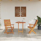 Set Bistro Pieghevole 3 pcs Marrone Legno di Acacia Massello
