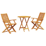 Set Bistro Pieghevole 3 pcs Marrone Legno di Acacia Massello