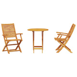 Set Bistro Pieghevole 3 pcs Marrone Legno di Acacia Massello