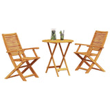Set Bistro Pieghevole 3 pcs Marrone Legno di Acacia Massello