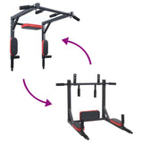 VidaXL Stazione per Trazioni e Dips Nero e Rosso 89 x 59 x 70 cm