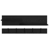 Appendiabiti a muro con lo scaffale Rovere Nero 90 x 15 x 36 cm