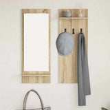 Appendiabiti a muro con specchio Rovere Sonoma 70 x 10 x 90 cm