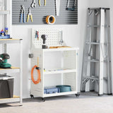 Carrello per Attrezzi con lo scaffale Bianco 65 x 35 x 111 cm