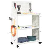 Carrello per Attrezzi con lo scaffale Bianco 65 x 35 x 111 cm