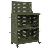 Carrello per Attrezzi con ruota Verde oliva 65 x 35 x 111 cm