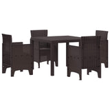 Set da Pranzo per Giardino 5 pcs Marrone Polipropilene