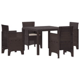 Set da Pranzo per Giardino 5 pcs Marrone Polipropilene