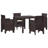 Set da Pranzo per Giardino 5 pcs Marrone Polipropilene