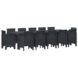 Set da Pranzo per Giardino 13 pcs Antracite Plastica