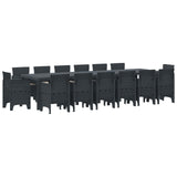 Set da Pranzo per Giardino 15 pcs Antracite Rattan Polt