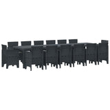 Set da Pranzo per Giardino 15 pcs Antracite Rattan Polt