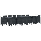 Set da Pranzo per Giardino 15 pcs Antracite Rattan Polt