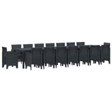 Set da pranzo da giardino con cuscini 17 pcs Antracite PP