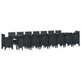 Set da pranzo da giardino con cuscini 17 pcs Antracite PP