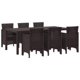 Set da Pranzo per Giardino 7 pcs Marrone Polipropilene