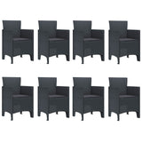Set da Pranzo per Giardino 9 pcs Antracite Polipropilene