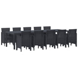 Set da Pranzo per Giardino 11 pcs Antracite Plastica