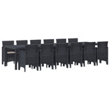 Set da Pranzo per Giardino 13 pcs Antracite Rattan Polt